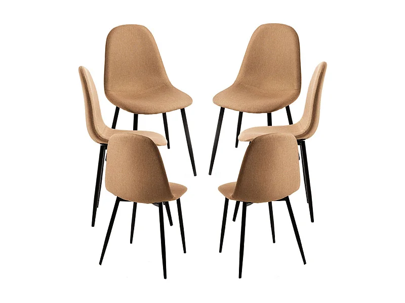 Packs Sillas Comedor - Pack 6 Sillas Black Teok Tela - Marrón arena