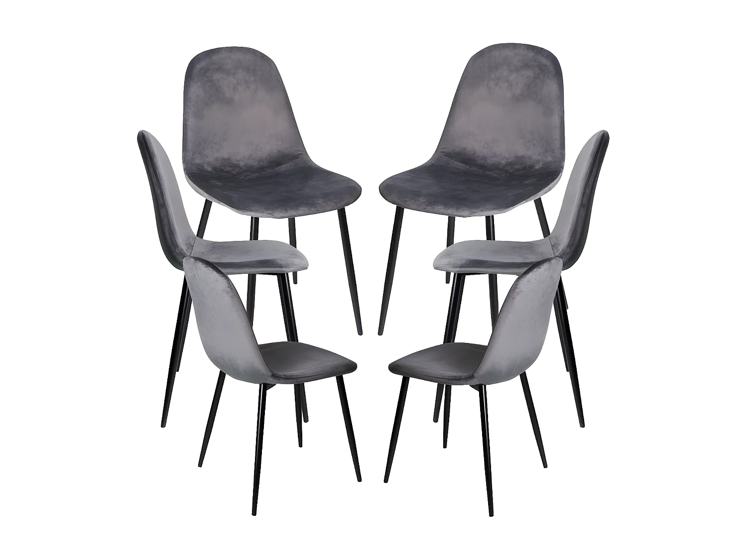 Packs Sillas Comedor - Pack 6 Sillas Teok Black Terciopelo - Gris oscuro