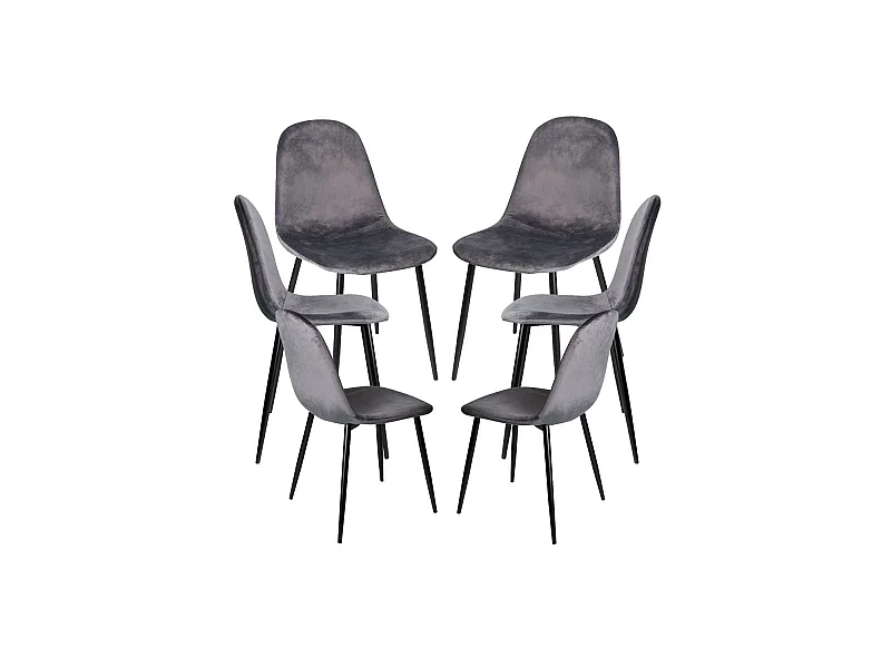 Packs Sillas Comedor - Pack 6 Sillas Teok Black Terciopelo - Gris oscuro
