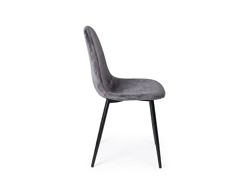 Packs Sillas Comedor - Pack 6 Sillas Teok Black Terciopelo - Gris oscuro