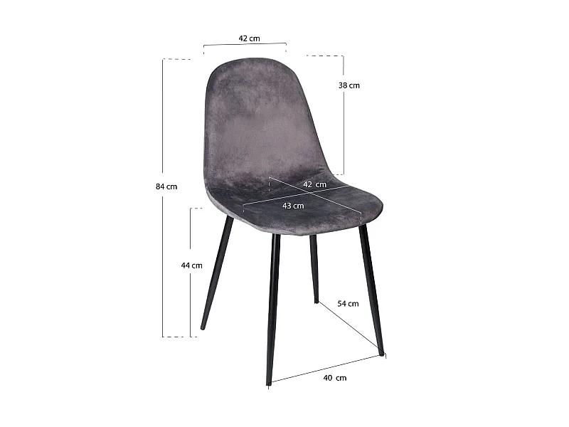 Packs Sillas Comedor - Pack 6 Sillas Teok Black Terciopelo - Gris oscuro