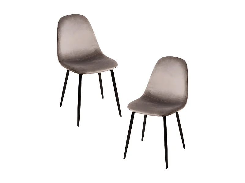 Packs Sillas Comedor - Pack 2 Sillas Teok Black Terciopelo - Gris claro
