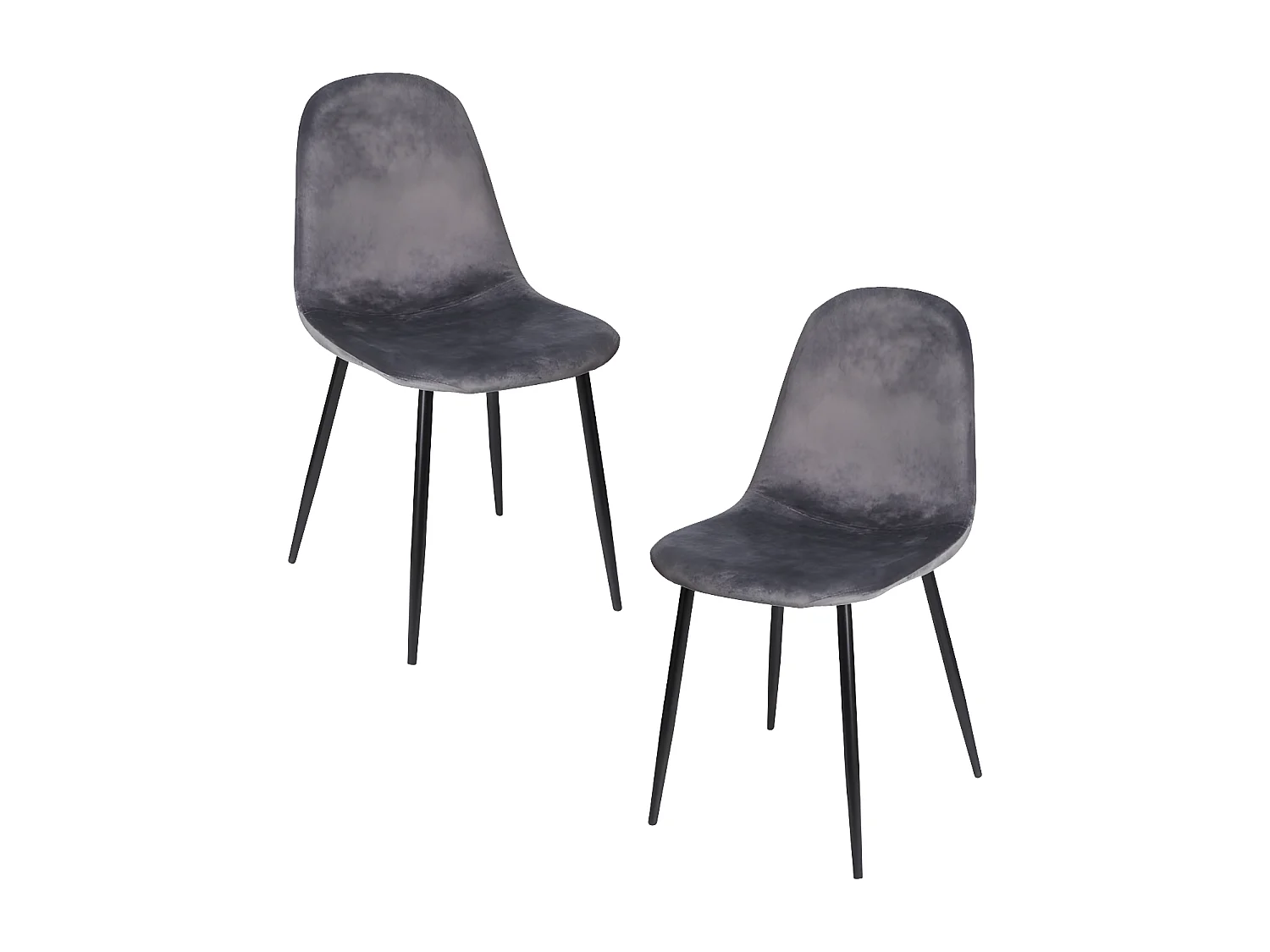 Packs Sillas Comedor - Pack 2 Sillas Teok Black Terciopelo - Gris oscuro