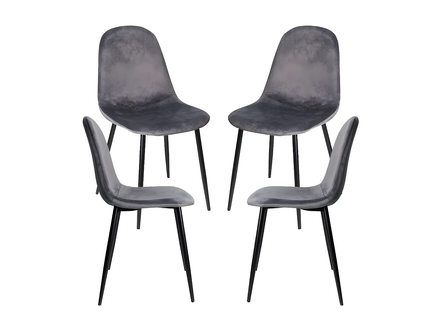 Packs Sillas Comedor - Pack 4 Sillas Teok Black Terciopelo - Gris oscuro
