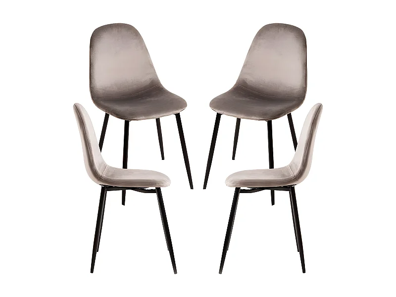 Packs Sillas Comedor - Pack 4 Sillas Teok Black Terciopelo - Gris claro