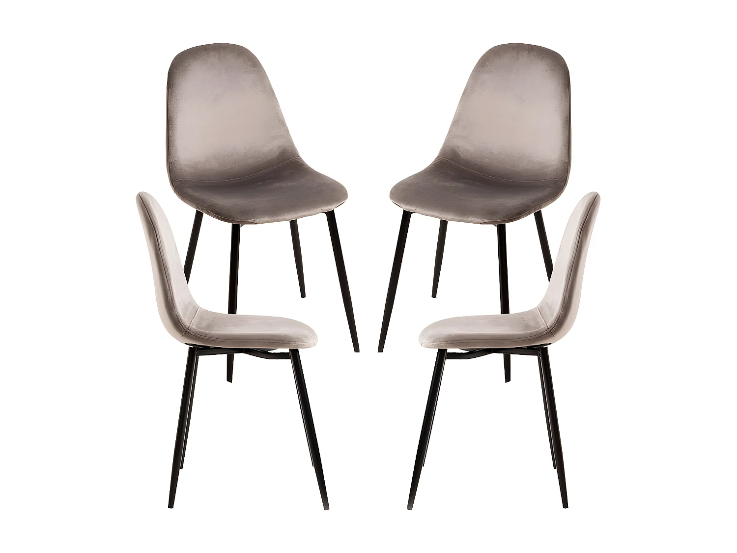 Packs Sillas Comedor - Pack 4 Sillas Teok Black Terciopelo - Gris claro