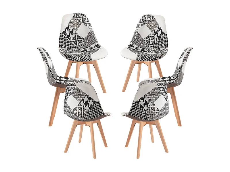 Packs Sillas Comedor - Pack 6 Sillas Synk Patchwork - Patchwork blanco y negro