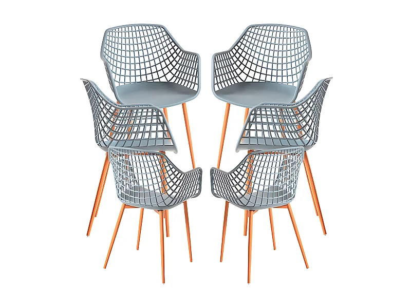 Packs Sillas Comedor - Pack 6 Sillas Riva con Reposabrazos - Gris