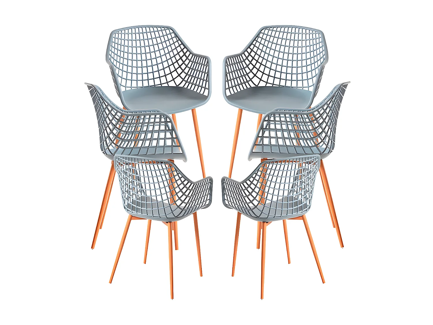 Packs Sillas Comedor - Pack 6 Sillas Riva con Reposabrazos - Gris