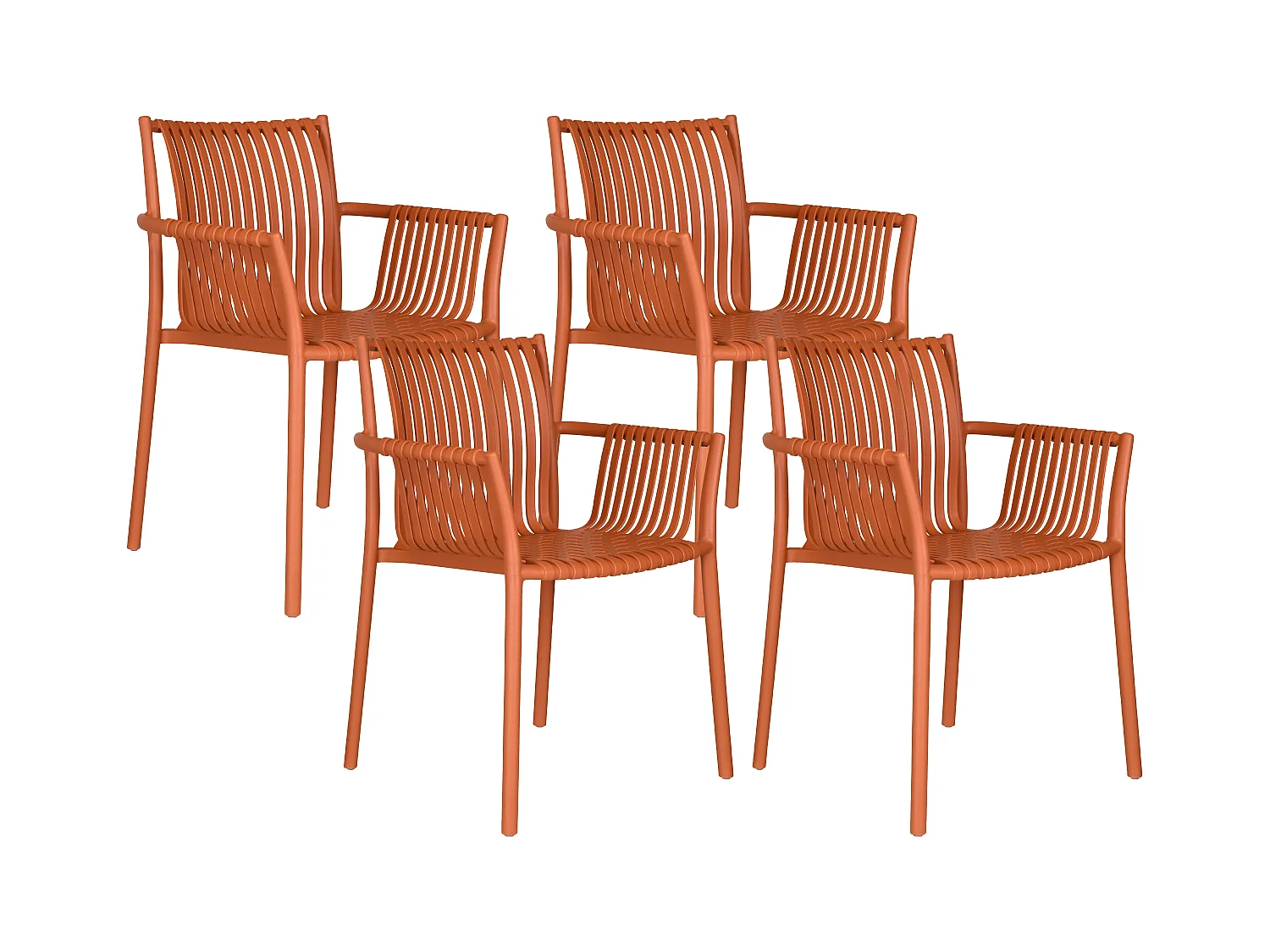 Lot de 4 fauteuils de jardin empilables en polypropylène - Terracotta - SIHOLI de MYLIA