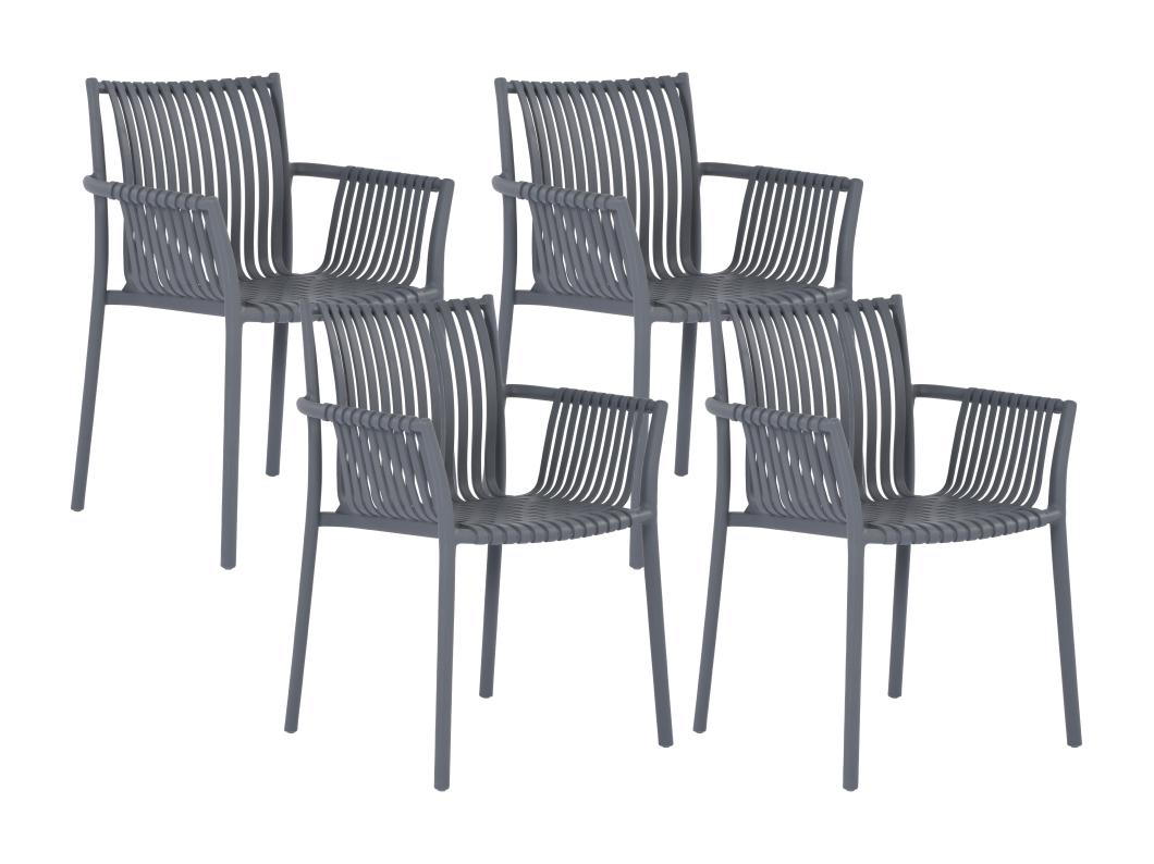 Gartensessel stapelbar 4er-Set - Polypropylen - Anthrazit - SIHOLI von MYLIA