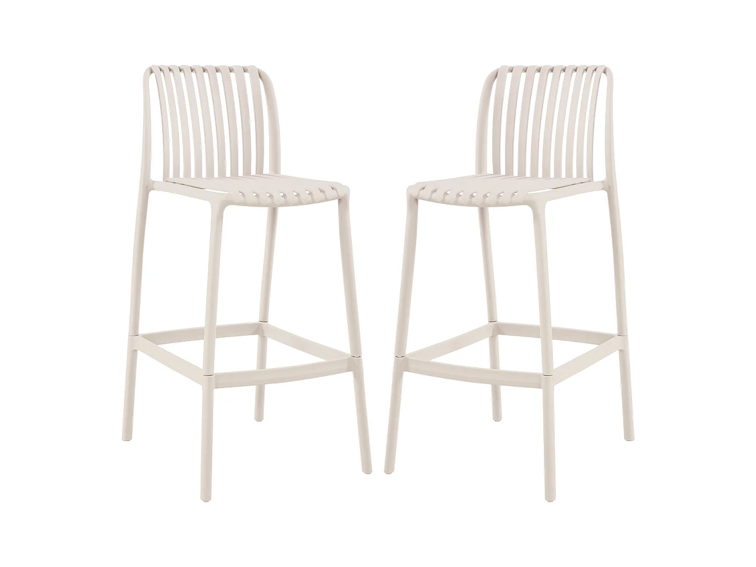Lot de 2 chaises hautes de jardin empilables en polypropylène - Beige - SESEH de MYLIA