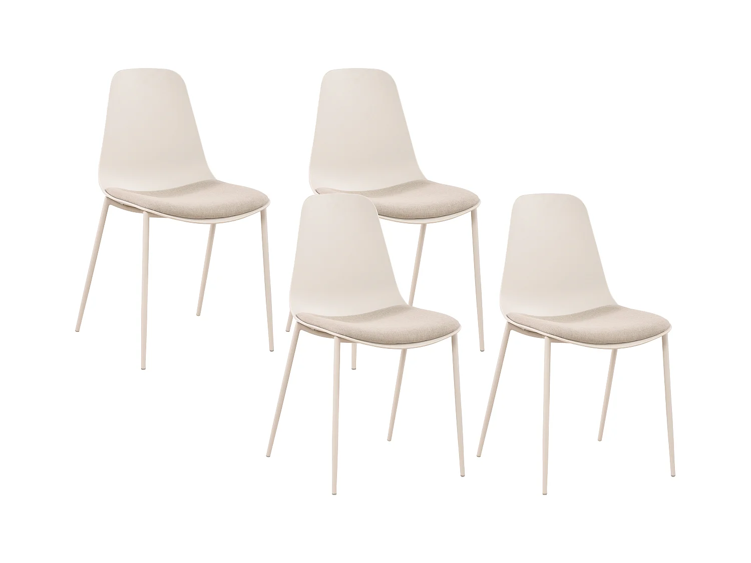 Lot de 4 chaises de jardin en polypropylène et métal - Beige - NEGERI de MYLIA