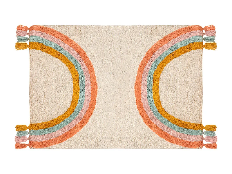 Tapete de algodão bege 100x150cm