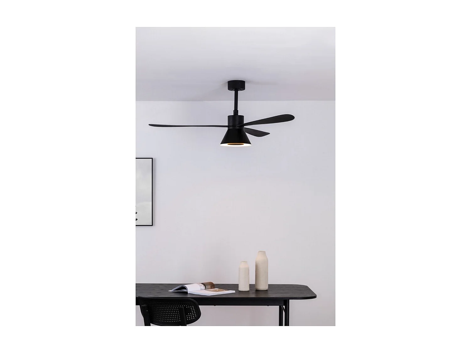 AMELIA L CONE LED Schwarzer Deckenventilator