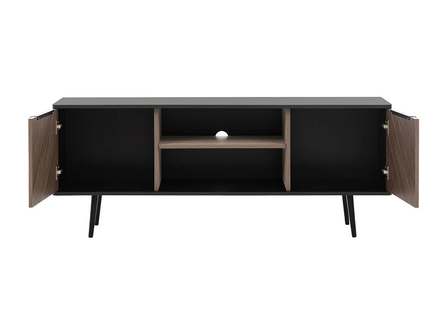 Mueble TV Providence S112, Madera oscura|Grafito, 150x60x41cm