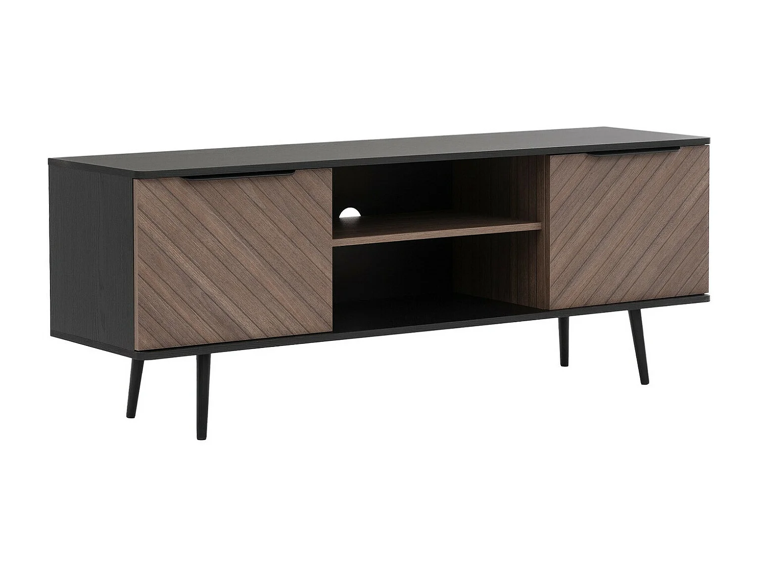 Meuble TV Livetre 101, Bois sombre|Graphite, 150x60x41cm