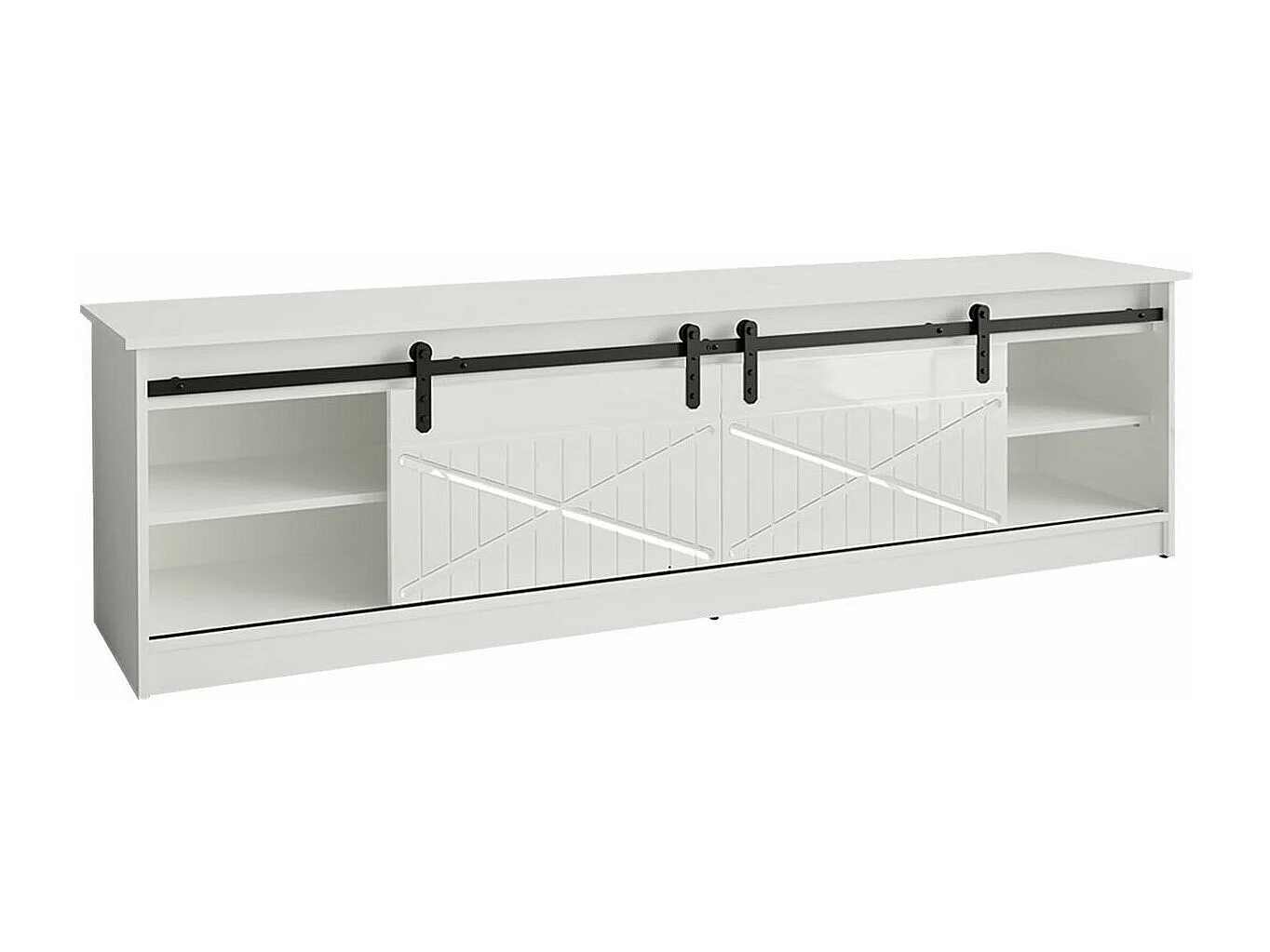 Mueble TV Charlotte 165, Negro|Arbol envejecido, Número de puertas: 2.00, 200x57x35cm