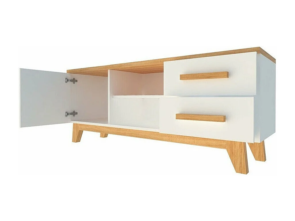 Meuble TV Sorvera 102, Chêne|Pin Anderson, Le nombre de portes: 1, Nombre de tiroirs: 2,