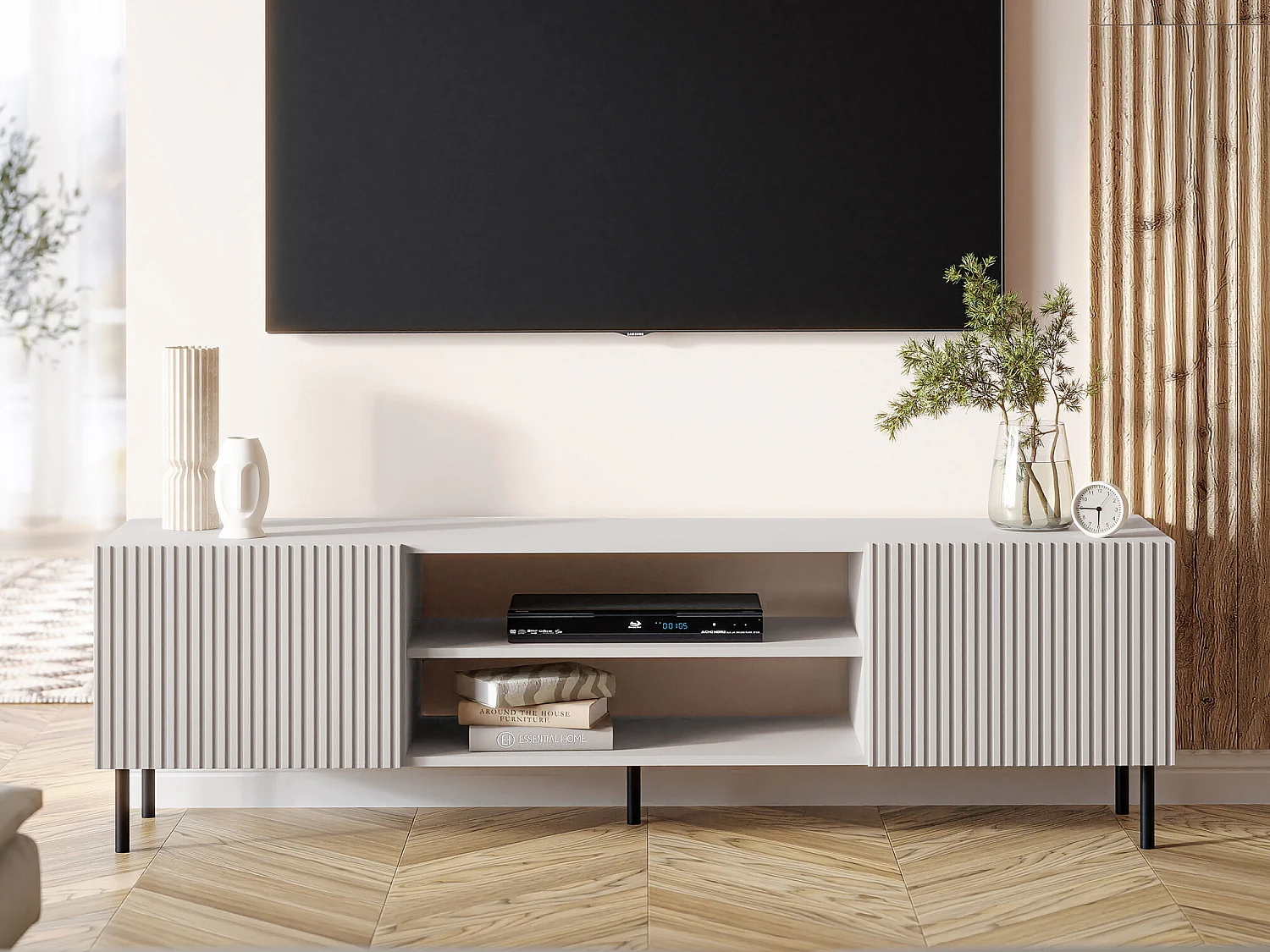 Meuble TV Livsevi 103, Cachemire, 181x53x42cm