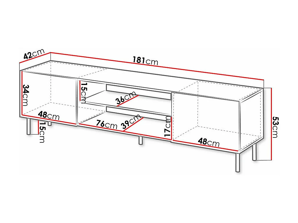 Meuble TV Livsevi 103, Cachemire, 181x53x42cm