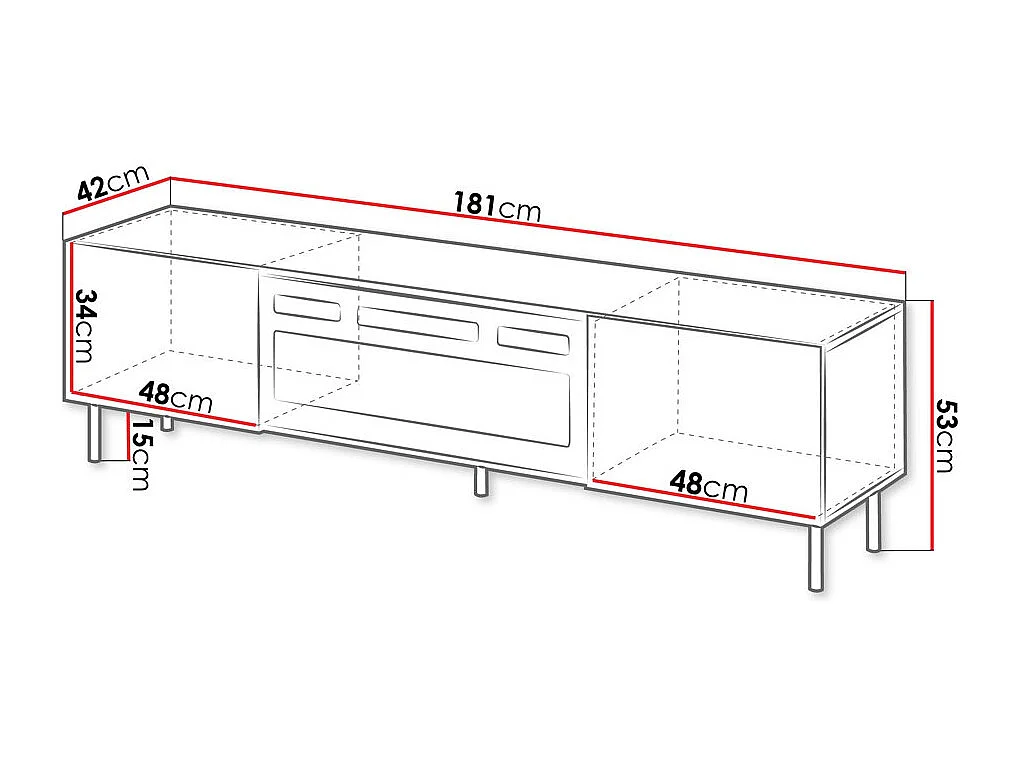 Meuble TV Livsevi 103, Cachemire, 181x53x42cm