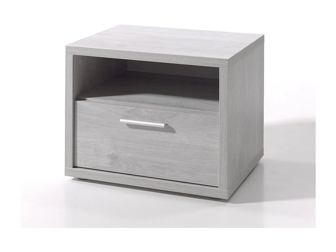 Table de chevet MATHEO – 1 tiroir + 1 niche – Gris effet bois