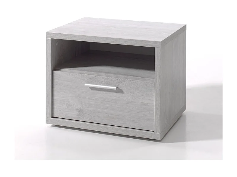 Table de chevet MATHEO – 1 tiroir + 1 niche – Gris effet bois