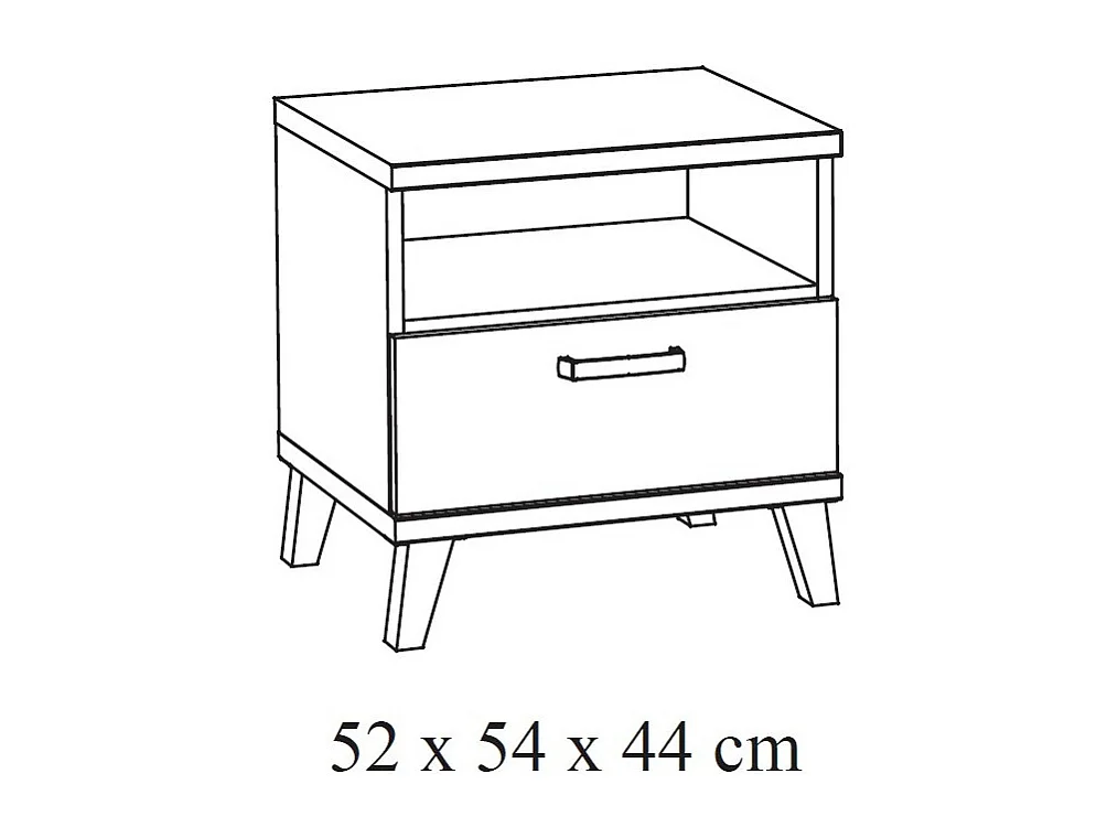 Robuster Nachttisch für Baby- und Kinderzimmer mit Schublade und Fach, Kollektion DANAÉ, Farbe Weiß.