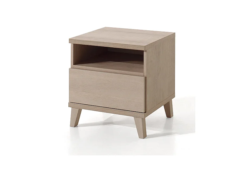 Nachttisch für Baby- und Kinderzimmer mit Schublade und Fach, Kollektion LOUISE Farbe River Oak Eiche