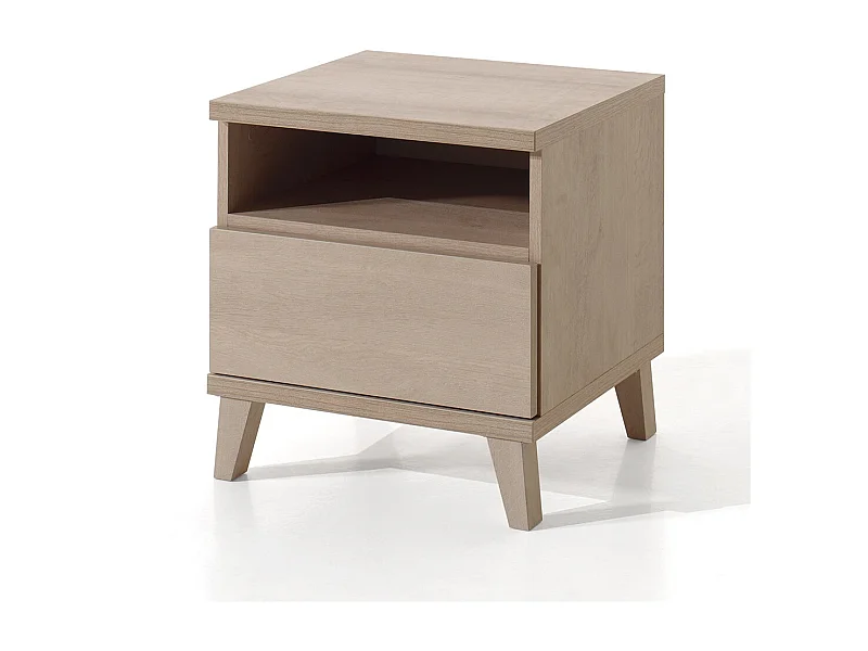 Table de chevet LOUISE – 1 tiroir + 1 niche – Chêne River Oak