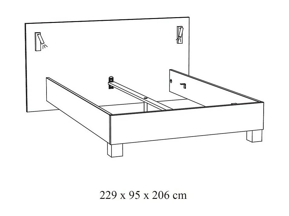 Lit adulte 180x200 collection MORGANE avec éclairage en applique orientable intégré - Coloris chêne