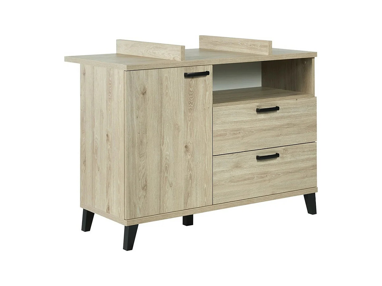 Commode bébé DANAÉ – Table à langer intégrée coloris chêne clair