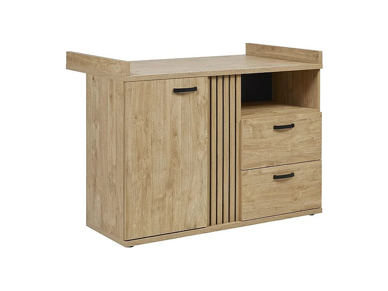 Robuste Babykommode mit integriertem Wickeltisch in goldener Eichenfarbe, Kollektion TOMMY.