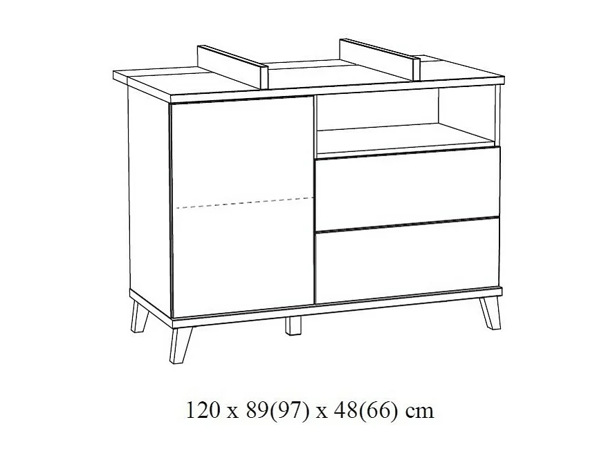Comò per bambini robusto con fasciatoio integrato colore quercia River OAK collezione LOUISE.