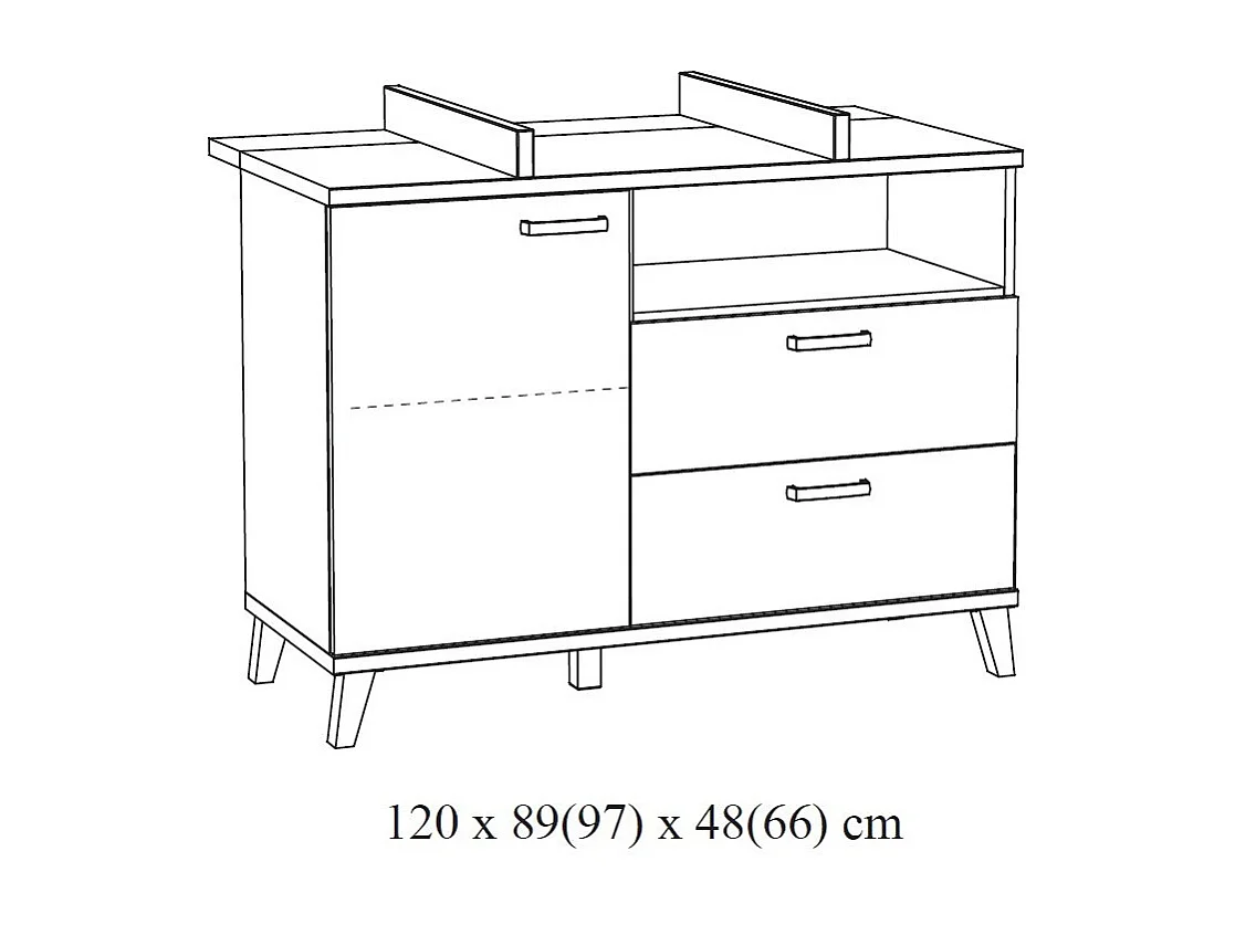 Stevige babycommode met geïntegreerd aankleedkussen, wit, collectie DANAÉ.