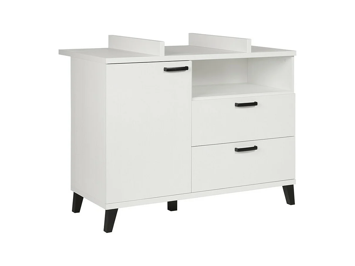 Stevige babycommode met geïntegreerd aankleedkussen, wit, collectie DANAÉ.