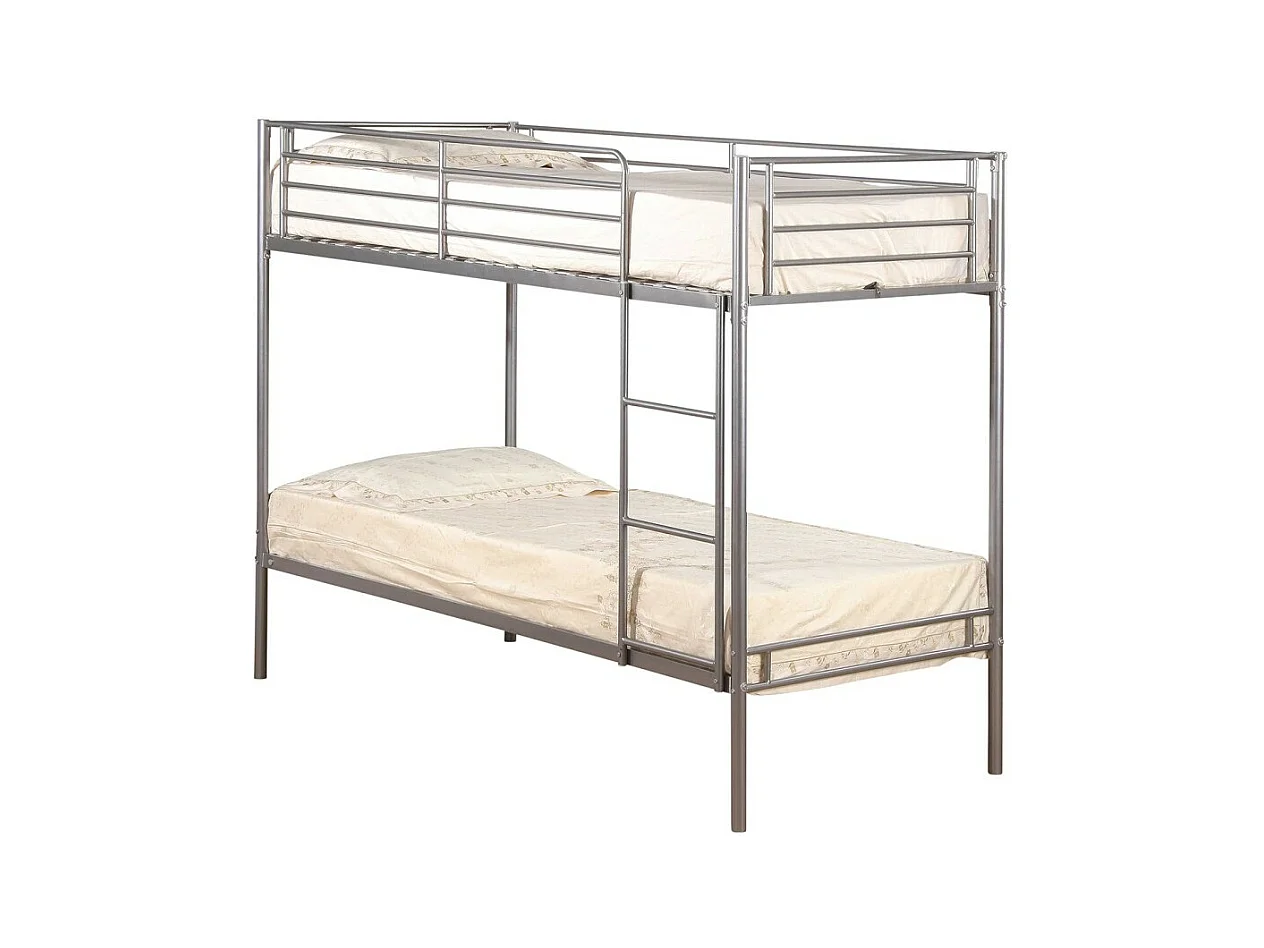 Lit superposé LUCKY – 2 couchages 90x200 cm – Structure métal gris
