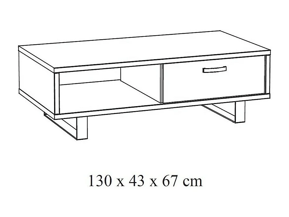 Robuuste salontafel uit de NEWTON collectie in gouden eiken kleur. Zwarte metalen poten.
