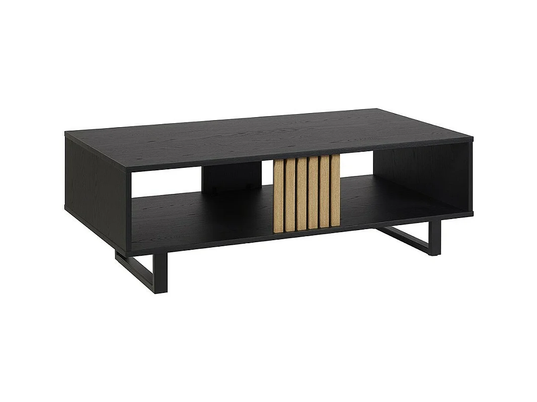 Table basse robuste collection LOFT Coloris noir et chêne. Pieds en métal noir