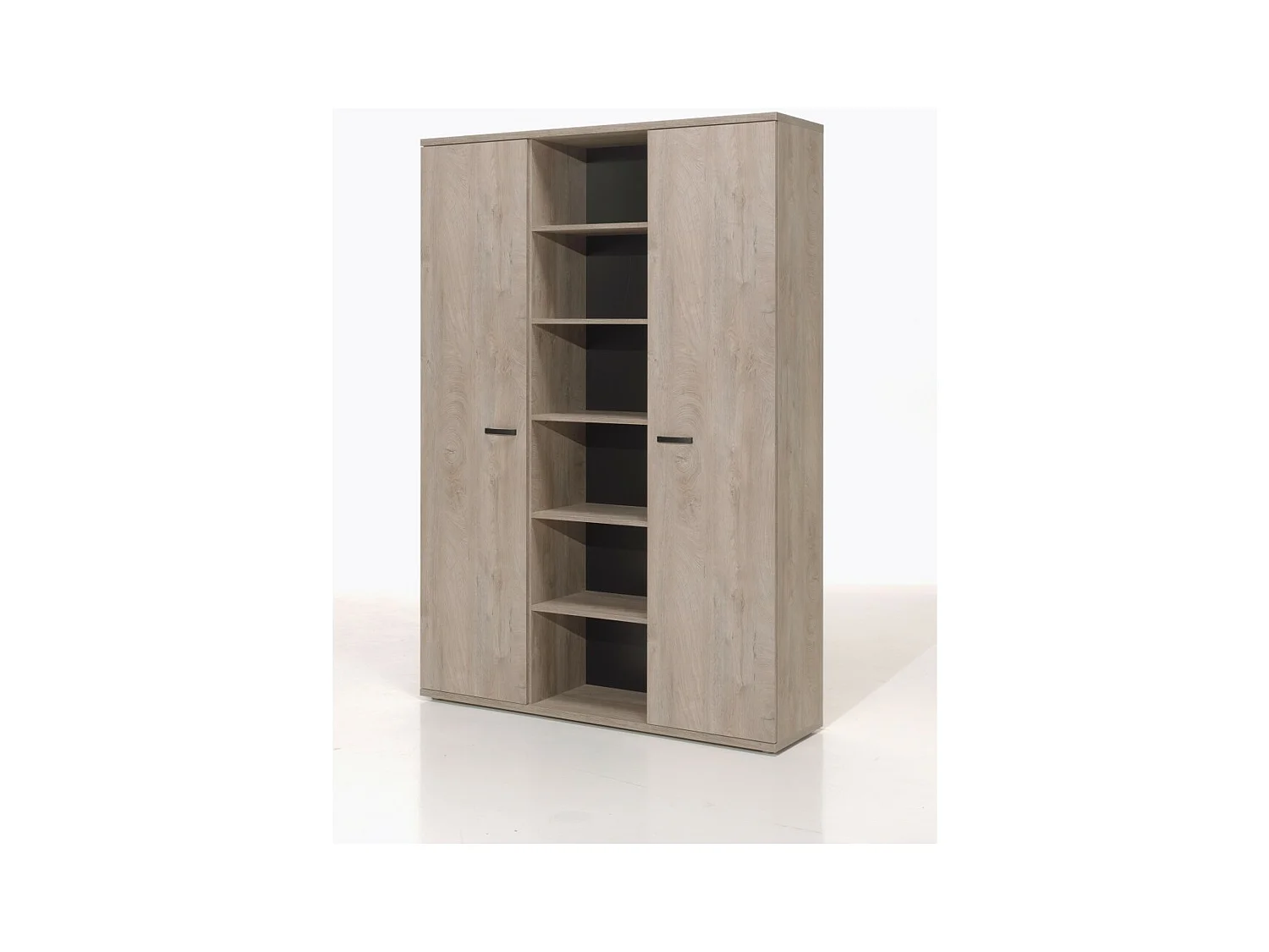 Armoire robuste de rangement pour bureau 2 portes et étagères coloris chêne brut collection YUKON
