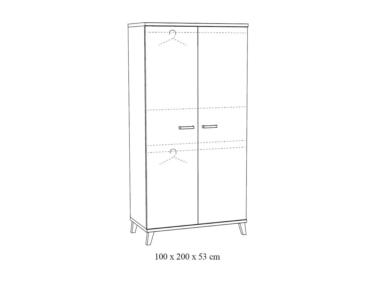 Armadio robusto per cameretta con 2 porte, collezione DANAÉ, colore bianco.