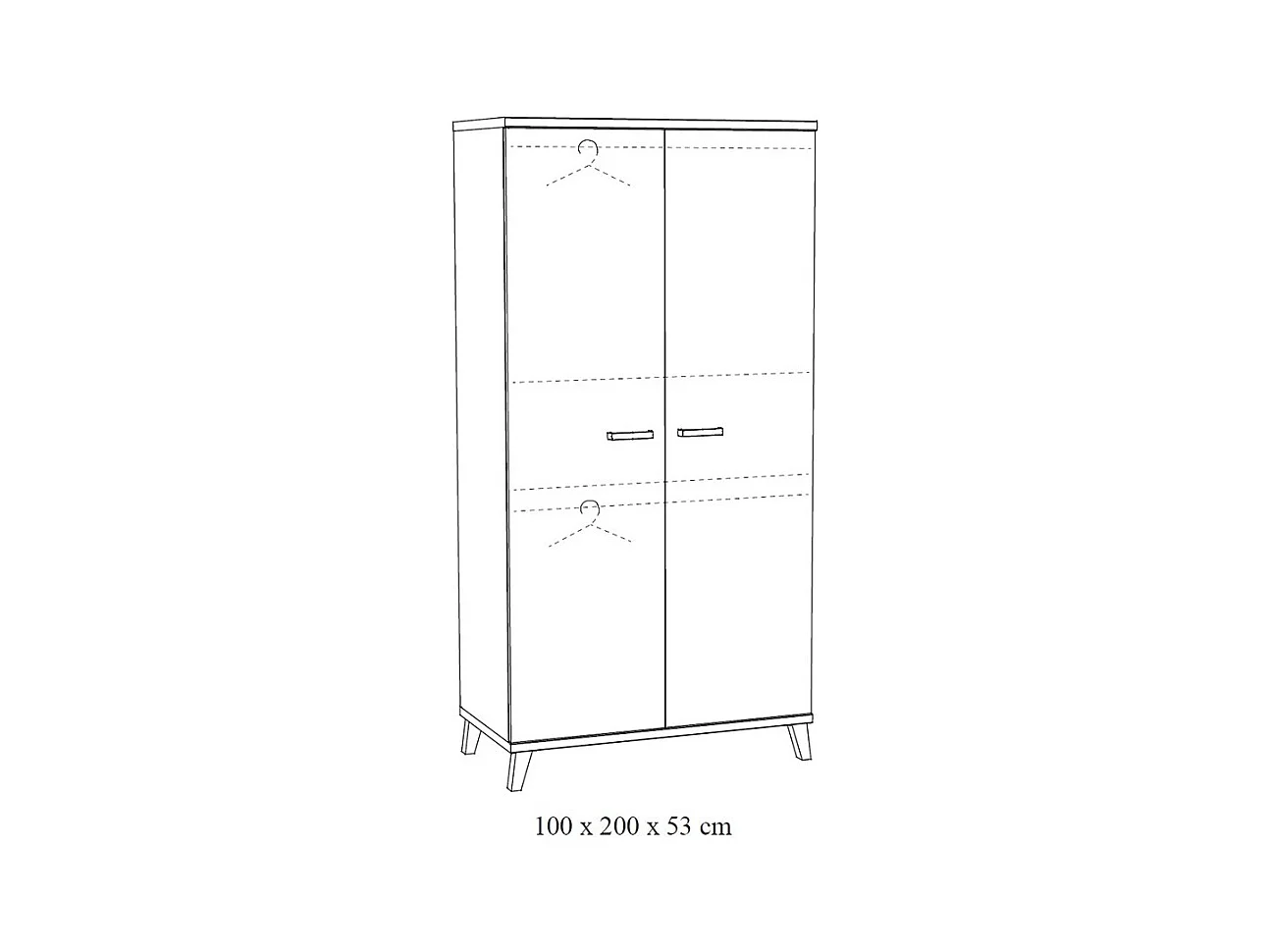 Armoire enfant 2 portes DANAÉ – Blanc mat – Rangement fonctionnel et design épuré