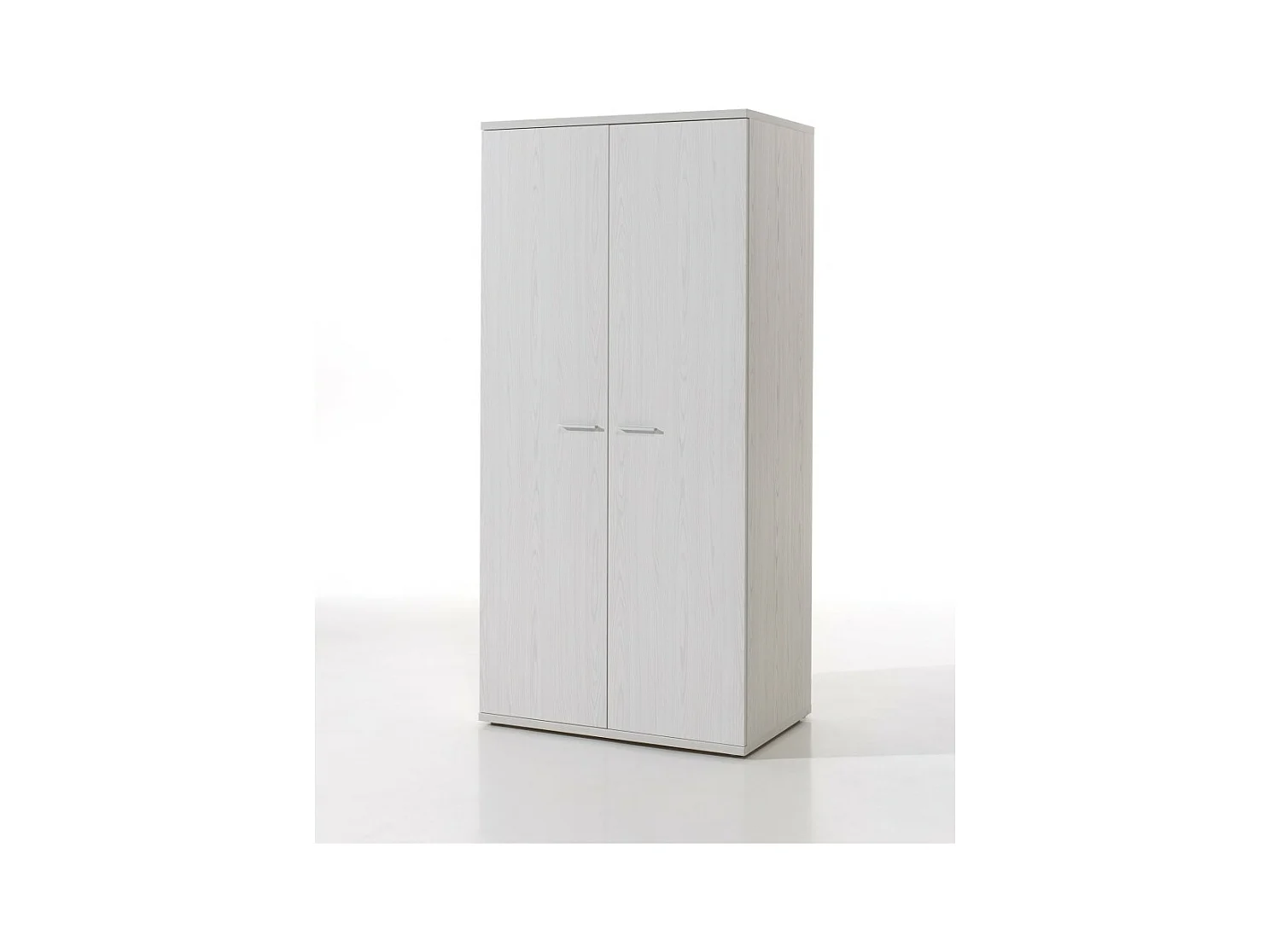 Armoire enfant 2 portes OLVENA – Blanc effet bois – Rangement pratique et robuste
