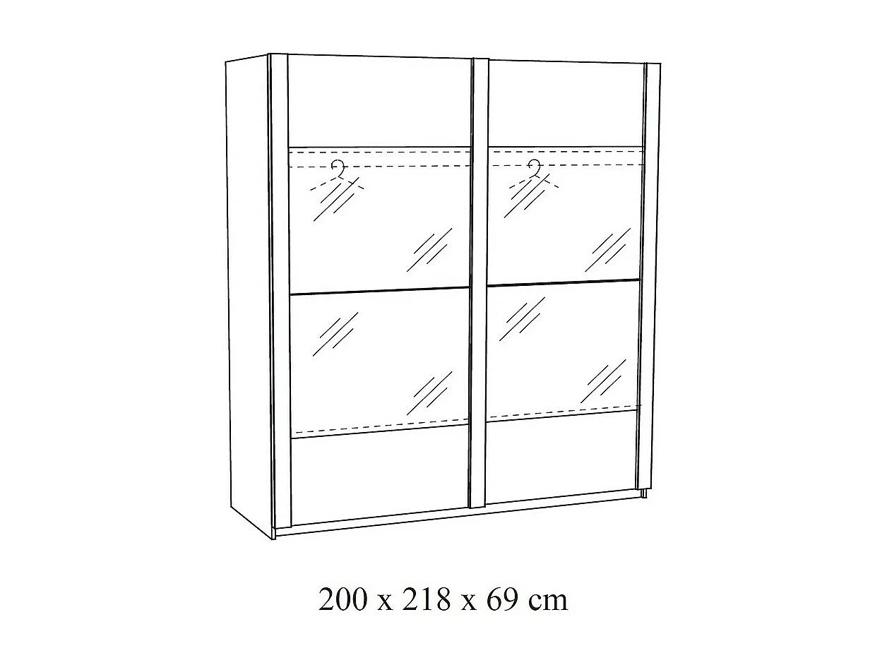 Armoire MORGANE 2 portes coulissantes – Chêne doré – 200 cm – Design robuste et scandinave