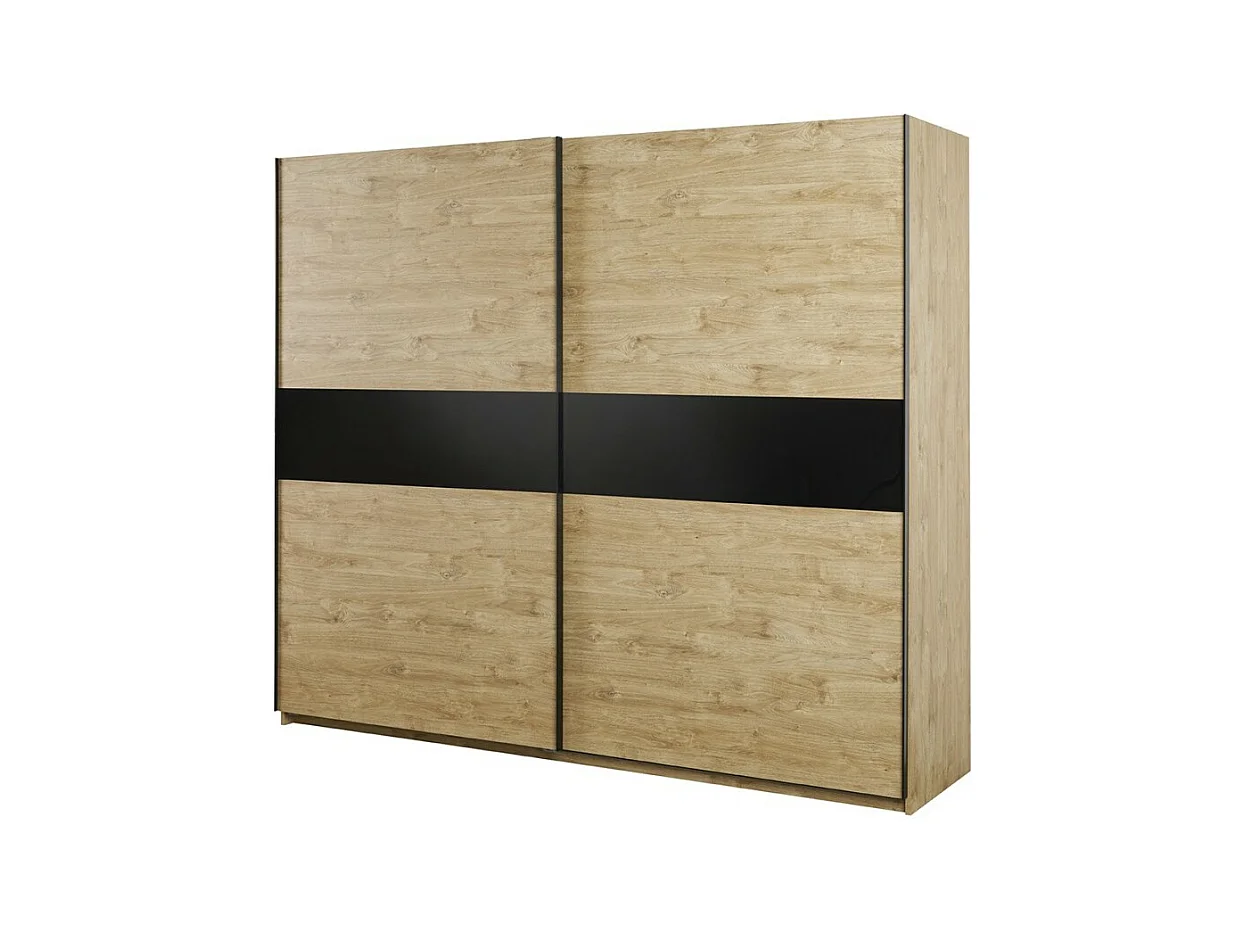 Kledingkast 250cm voor slaapkamer met 2 schuifdeuren uit de MORGANE collectie in de kleur gouden eik.