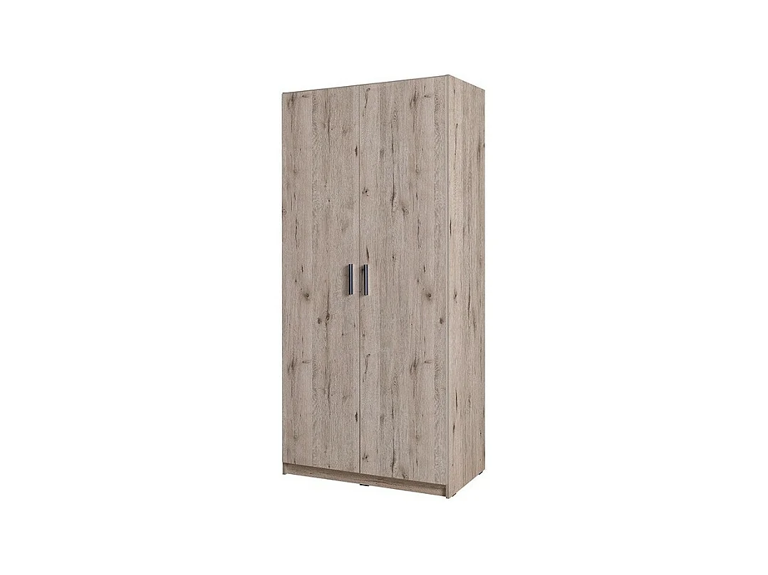 Armoire 2 portes FLEX – Chêne wellington et gris graphite – Style moderne avec penderie