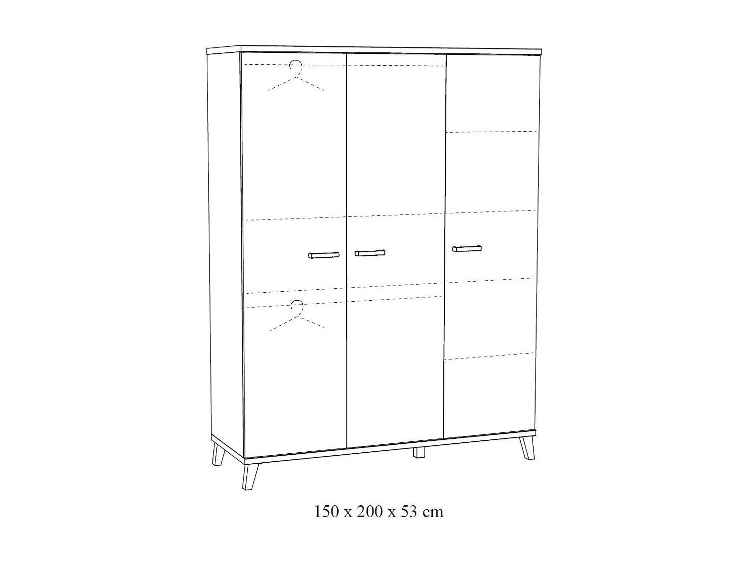 Robuster Kleiderschrank für das Kinderzimmer, 3 Türen, Kollektion DANAÉ, Farbe Weiß.