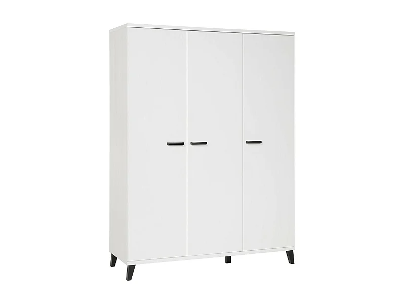 Armoire enfant 3 portes DANAÉ – Blanc mat – Grand rangement au style épuré