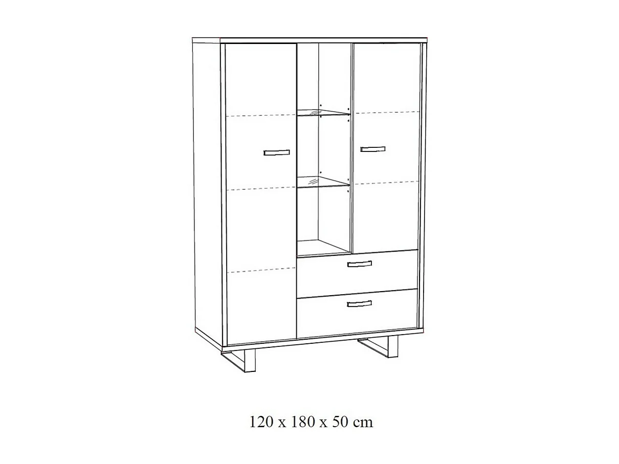 Opbergmeubel XL in de kleur gouden eik uit de NEWTON collectie met metalen poten. Grote opbergcapaciteit.